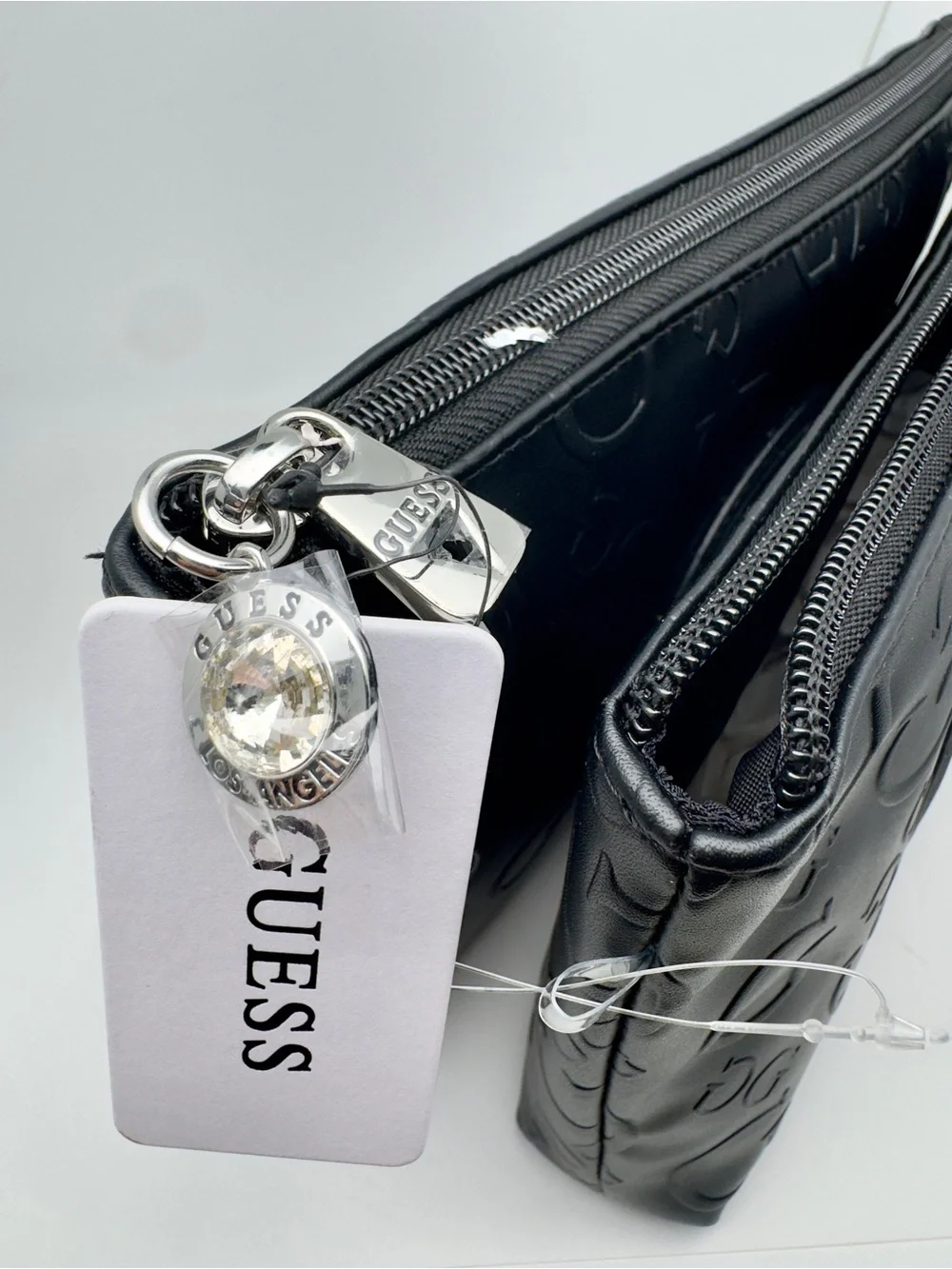 NWT GUESS 2pc Black with Logo Design Forber Travel Bag Cosmetic Pouch Unisex